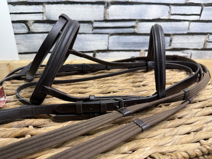 S/H Flash Bridle & Reins - Brown - Pony