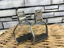 Load image into Gallery viewer, S/H 4 1/4” Bent Leg Safety Stirrup Irons with Barnes Buckles