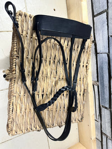 S/H Equicraft Wide Nose Hunter Bridle & Plaited Brow - Black - XF
