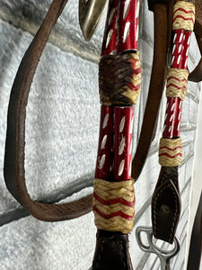 S/H Complete Beaded Decorative Western Headstall/Bridle - Brown - Full
