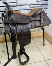 Load image into Gallery viewer, 15” Ornate Leather Western Saddle - Semi QH Bars - Brown