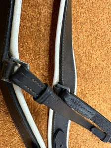 S/H Padded Leather Breastplate/Breastgirth - Brown/White - Pony