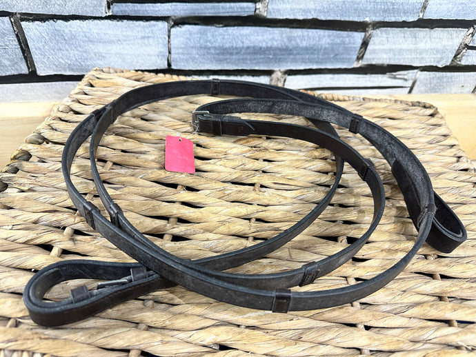S/H English Wide 3/4” Leather Stopper Reins - Brown - Full