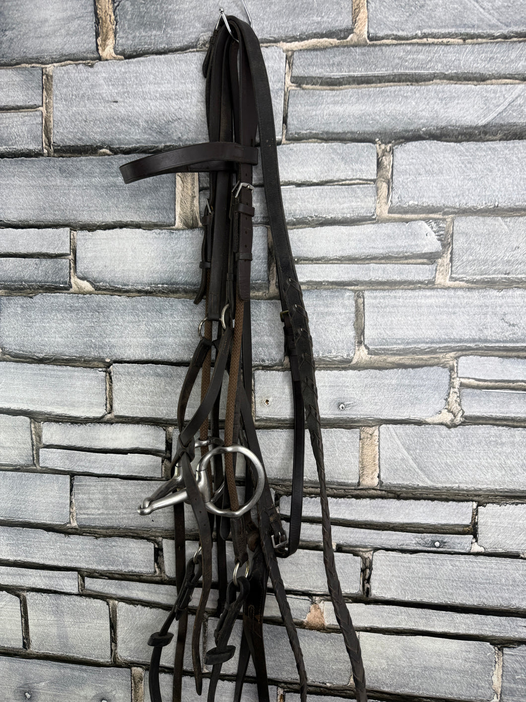 S/H English Complete Cheltenham Gag Hunting Bridle - Brown - Full