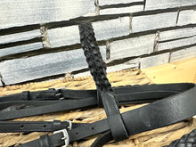Load image into Gallery viewer, S/H Extra Wide 2” Noseband, Plaited Brow &amp; Reins Bridle-Cob