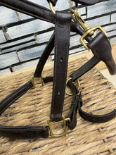 Load image into Gallery viewer, S/H Leather Clip Throat Headcollar - Full - Brown/Brass