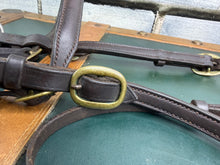 Load image into Gallery viewer, English In-hand Show Bridle - Full - Brown/Brass - 5” Inhand Bit