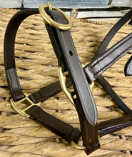 Load image into Gallery viewer, Foal/Mini Adjustable Leather Headcollar - Brown/Brass Fittings
