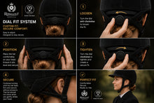 Load image into Gallery viewer, Victory Navy Velvet Show Riding Hat -Leather Flesh Harness- Competition Legal