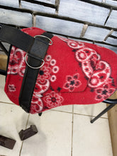Load image into Gallery viewer, Tiny Fleece Shetland/Pony Pad Saddle -Complete with Girth &amp; Stirrups- Red Print