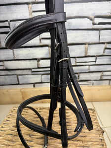 S/H English Flash Snaffle Bridle - Cob - Black