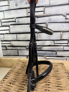 S/H English Cavesson Snaffle Bridle - Cob - Black