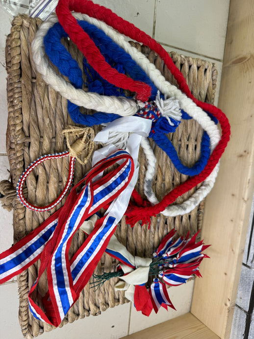 S/H Heavy Horse/Shire Ribbons, Flights/Decoration-Red/White/Blue