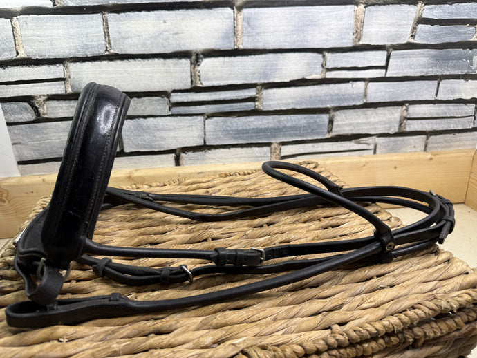 S/H Passier Rolled Dressage Snaffle Bridle - Black - Cob/Full