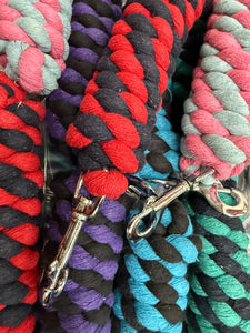 Pack of 10 x Traditional Cotton Twist Lead Ropes - Mixed Colours