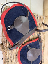 Load image into Gallery viewer, S/H English Melton Rugging Leather Hock Boots - Navy/Red