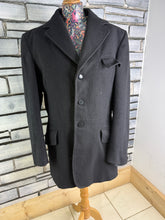 Load image into Gallery viewer, Gents Heavyweight Hunt Coat - Saddlemaster Black Frock Coat -Size 40- Wool &amp; Tattersall Check