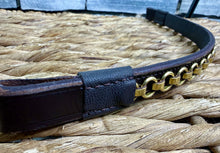 Load image into Gallery viewer, Solid Brass Chain Link Browband - Brown - Pony/Cob/Full - Showing/Inhand