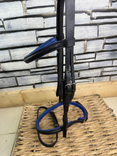 Load image into Gallery viewer, S/H Flash Noseband Bridle -Full- Black/Blue