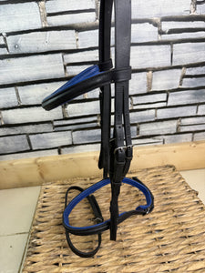 S/H Flash Noseband Bridle -Full- Black/Blue