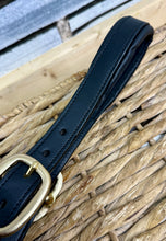 Load image into Gallery viewer, Plaited Leather Headcollar &amp; Lead Set -Pony to Full Size- Black/Brass