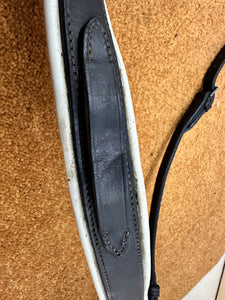 S/H Padded Leather Breastplate/Breastgirth - Brown/White - Pony
