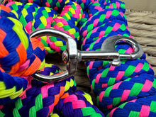 Load image into Gallery viewer, Soft Braided Neon Lead Rope - 7ft Long - Trigger Clip - Multi