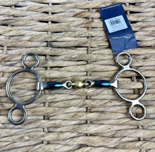 Load image into Gallery viewer, 4 1/2” Shires Blue SweetIron Lozenge 2-Ring/Universal Gag Bit
