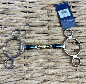 4 1/2” Shires Blue SweetIron Lozenge 2-Ring/Universal Gag Bit