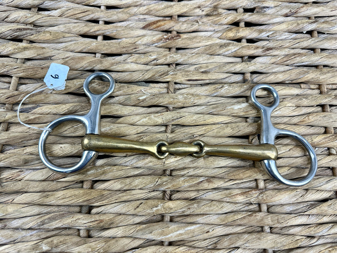S/H 6” Gold Mouth Lozenge Hanging Snaffle/Baucher Bit
