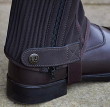 Load image into Gallery viewer, Childs S/M/L HY Synthetic Nubuck Half Chaps- Black/Brown