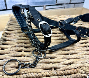 Strong Chain Controller ProSafe Headcollar - Padded -Black- Small Pony/Cob/Full