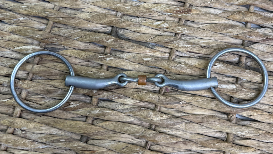 S/H 6”/15cm Grey Curved Bar Snaffle Bit & Copper Roller Centre
