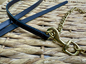 NEW Leather 1/2” In-hand Showing Lead & Brass Chain - Brown