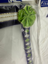 Load image into Gallery viewer, Show Velvet Browband with Rossettes - Green/White/Purple
