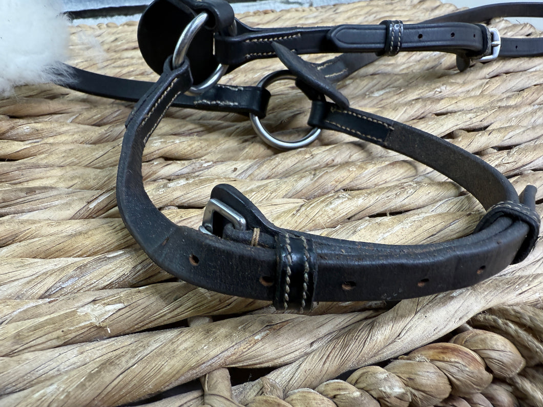 S/H Mexican Grackle Noseband -Black/White Stitching- Full
