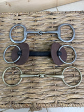 Load image into Gallery viewer, S/H Job Lot of Three X 5 1/2” Snaffle Bits-Gold Lozenge, etc