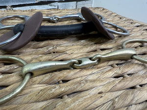 S/H Job Lot of Three X 5 1/2” Snaffle Bits-Gold Lozenge, etc