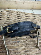 Load image into Gallery viewer, S/H English Leather Hackamore - Black/Brass - Cob