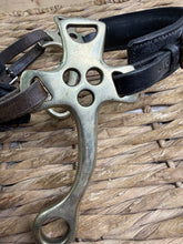 Load image into Gallery viewer, S/H English Leather Hackamore - Black/Brass - Cob