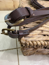 Load image into Gallery viewer, S/H 2 x Pairs Racing Rubber Loop Fastening Reins -Brown/Brass