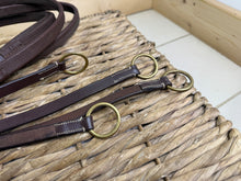 Load image into Gallery viewer, S/H 2 x Pairs Racing Rubber Loop Fastening Reins -Brown/Brass
