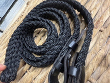 Load image into Gallery viewer, S/H Plaited Web Games Reins - Black - Pony