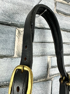 S/H Black English Leather Padded Headcollar  - Pony