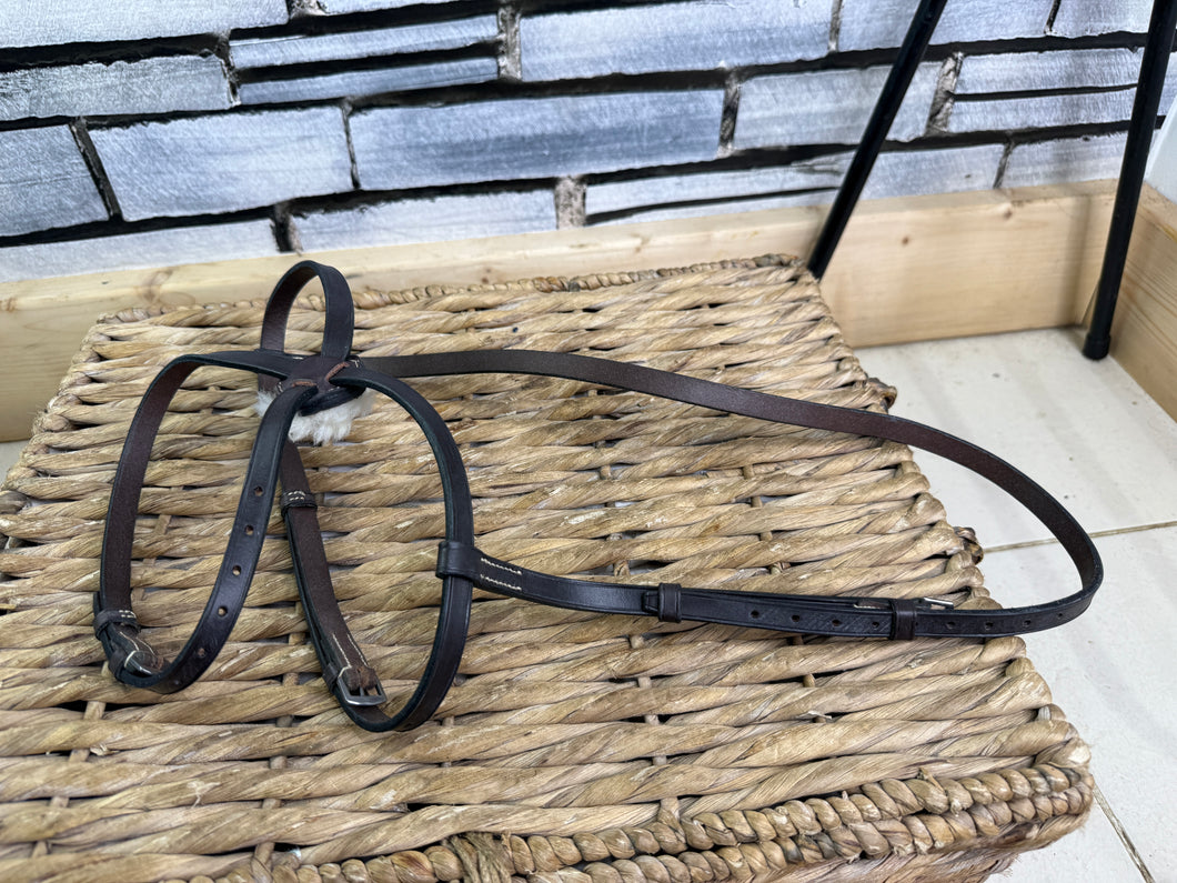 S/H English (Jeffries?) Grackle Noseband - Brown - Cob