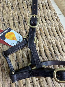 S/H Brown & Brass Shires Leather Headcollar - Foal