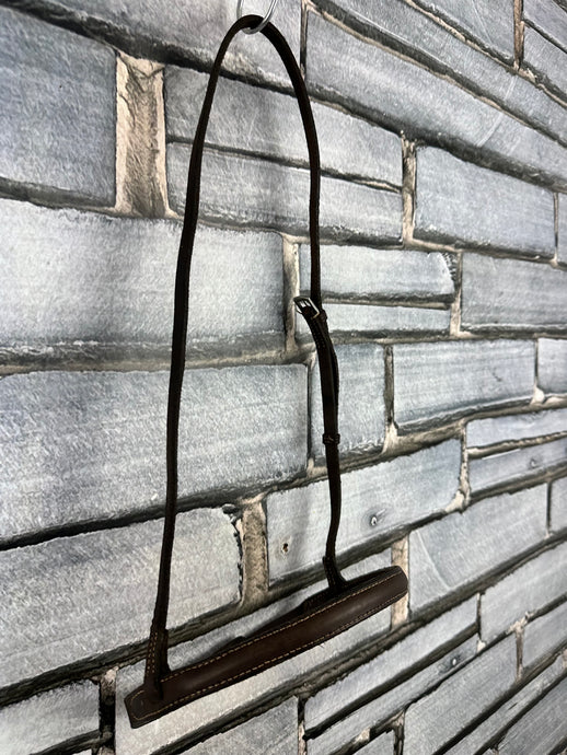 S/H English Leather Raised Cavesson Noseband - Brown - Pony