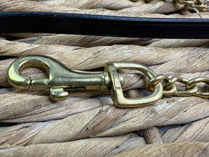 NEW Leather 1/2” In-hand Showing Lead & Brass Chain - Brown