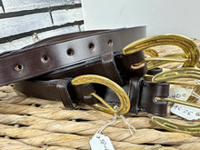 Load image into Gallery viewer, Handmade Horseshoe Buckle English Leather Hand-stitched Belts