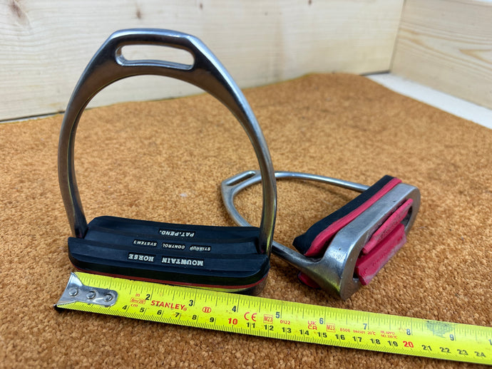 S/H Stainless Stirrup Irons with Mountain Horse Treads - 4 1/4”